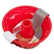La Cucina Silicone Non-Stick Fluted Baking Ring Cake Pan Tray Dish (Red) N5