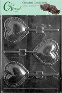 Cybrtrayd V032 Lace Heart Lolly Valentine Chocolate Candy Mold, Large