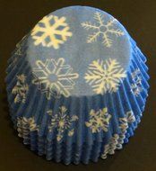 100 Snowflake Print Cupcake Liners Baking Cups STANDARD SIZE