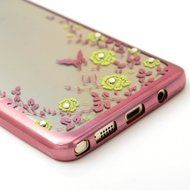 Note 5 Case,Samsung Galaxy Note 5 Case - Badalink Clear Soft TPU Case with Bling Shiny Diamonds Elegant Pink Flowers... N23