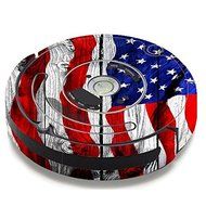 Skin Decal Vinyl Wrap For IRobot Roomba 650 655 Vacuum / American Flag On Wood