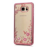 Note 5 Case,Samsung Galaxy Note 5 Case - Badalink Clear Soft TPU Case with Bling Shiny Diamonds Elegant Pink Flowers... N29