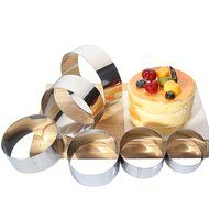 SUNLIGHTAM Set of 6 Stainless Steel 6 Sizes Round Molding Plating Forming Cake Mousse Rings Cookie Cutters DIY... N2