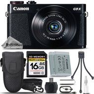 Canon PowerShot G9 X Digital Camera (Black) + Backup Battery + 16GB Class 10 Memory Card + Card Reader + Tripod...
