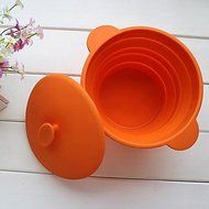 Sher Unfoldable Bowl with Lid for Kids or Outdoor Camping, Food Safe Silicone Material, Random Color N2