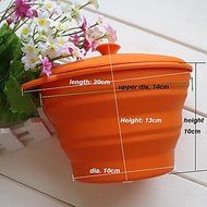 Sher Unfoldable Bowl with Lid for Kids or Outdoor Camping, Food Safe Silicone Material, Random Color N3