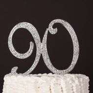 90 Cake Topper for 90th Birthday Rhinestone Number Party Supplies &amp; Decoration Ideas (Gold)