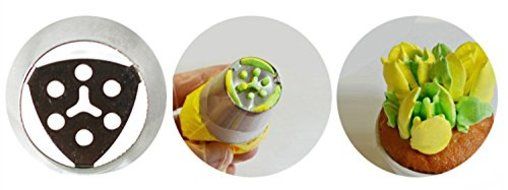 7PCS Stainless Steel Russian Tulip Icing Piping Nozzle + 1 Adaptor Converter Pastry Decorating Tips Cake Cupcake... N7