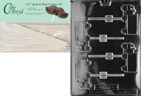 Cybrtrayd 45St50-J022 Truck Lolly Jobs Chocolate Candy Mold with 50 Lollipop Sticks, 4.5-Inch N3