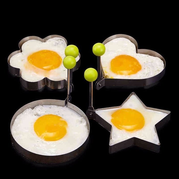 Holiday Cookie/Fondant Cutters, LAFEINA 5PCS Stainless Steel Fried Egg Mold Pancake Mold Kitchen Tool Pancake... N5