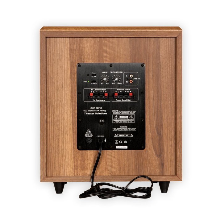 Theater Solutions SUB12FM Front Firing Powered Subwoofer (Mahogany) N3