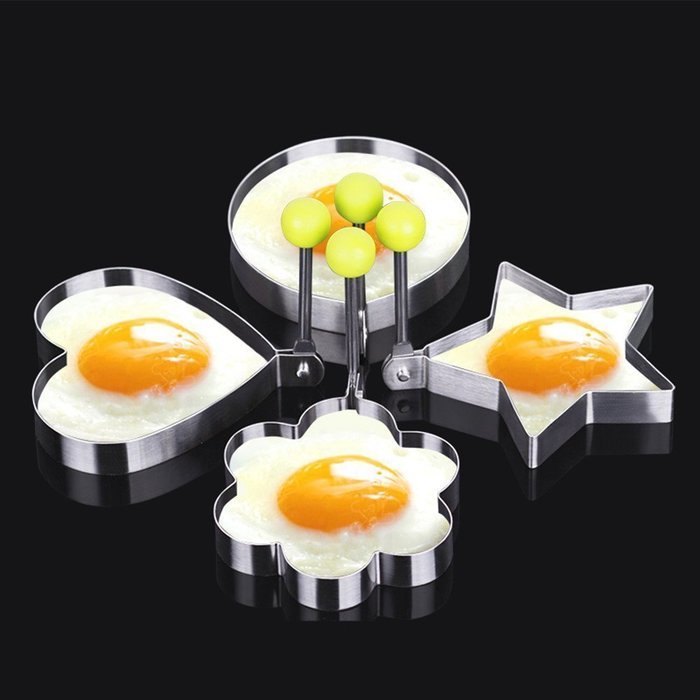 Holiday Cookie/Fondant Cutters, LAFEINA 5PCS Stainless Steel Fried Egg Mold Pancake Mold Kitchen Tool Pancake... N6