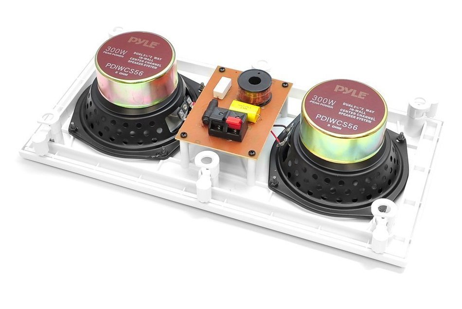 Pyle PDIWCS56SL In-Wall / In-Ceiling Dual 5.25" Center Channel Sound System, 2-Way, Flush Mount, Silver, Single... N4