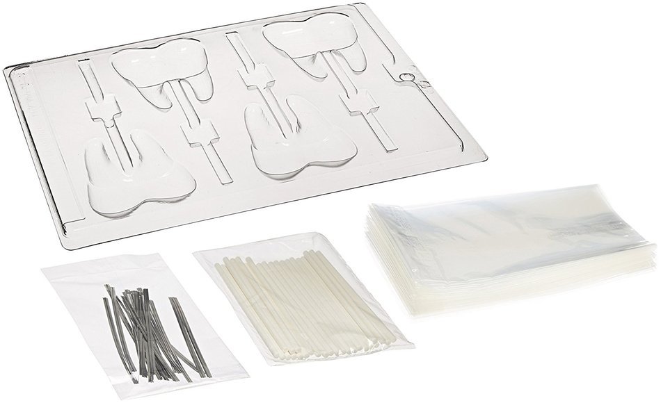 Cybrtrayd 45St50-J034 Tooth Lolly Chocolate Candy Mold with 50 Cybrtrayd 4.5" Lollipop Sticks N2
