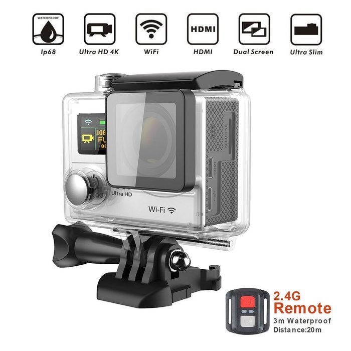 YELIN Dual Screen Ultra Slim 2-inch TFT LCD+0.95 OLED Status Screen Action camera 4K 170 degree 6G Ultra-wide... N6