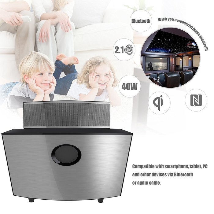 Vomercy Wireless Speakers Bluetooth Speakers Home Theatre Speakers Subwoofer Deep Bass QI Wireless Charging NFC...