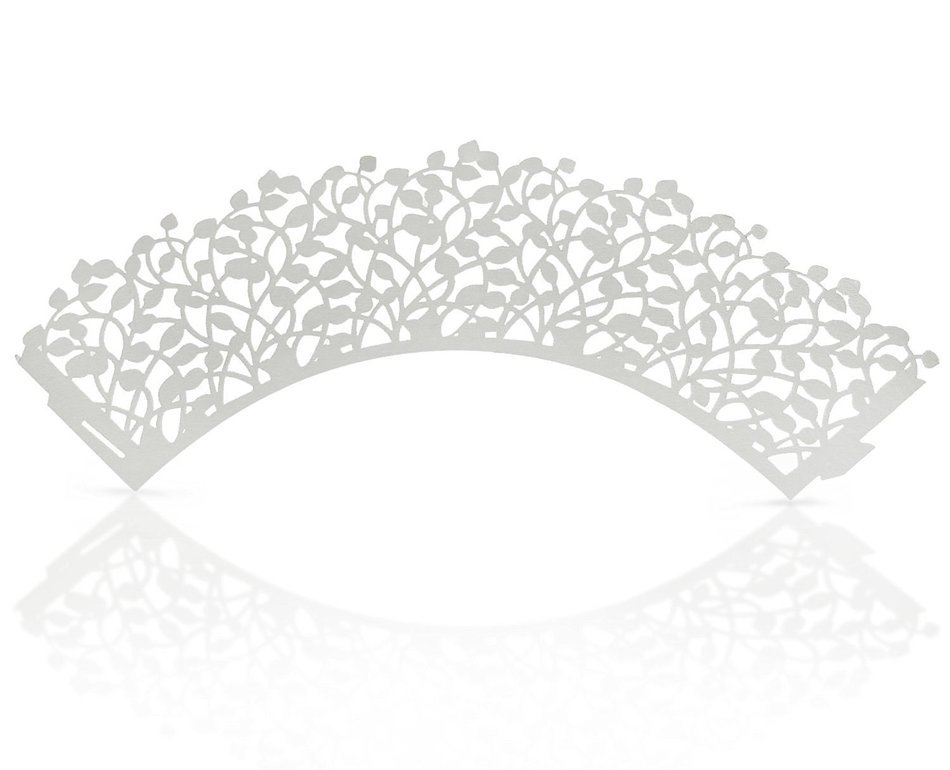 100pcs Cupcake Wrappers - White Shimmering Decorative Vine Lace Liner Wrapper by Ultimate Hostess - Versatile...