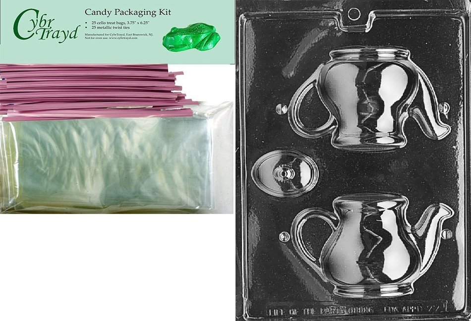 Cybrtrayd D077 Tea Pot Chocolate Candy Mold with Exclusive Cybrtrayd Copyrighted Chocolate Molding Instructions N2