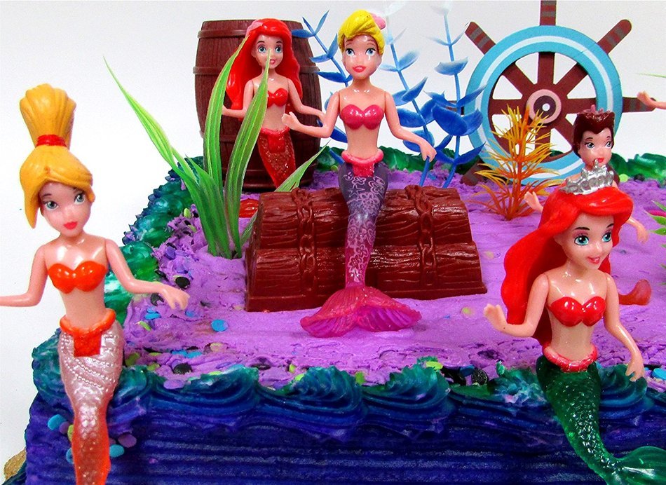 16 Piece Under the Sea MERMAID Themed Birthday Cake Topper Set Featuring Mermaid and Friends Characters and Decorative... N5