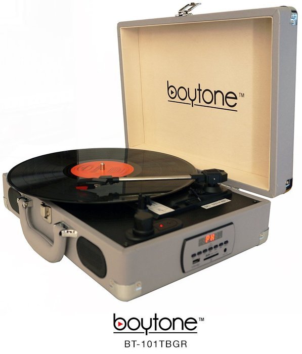 Boytone Bundle Package BT-101TBGR Turntable, AC-DC Built in Rechargeable Battery, 2 Speakers, 3 Speed, LCD Display... N2