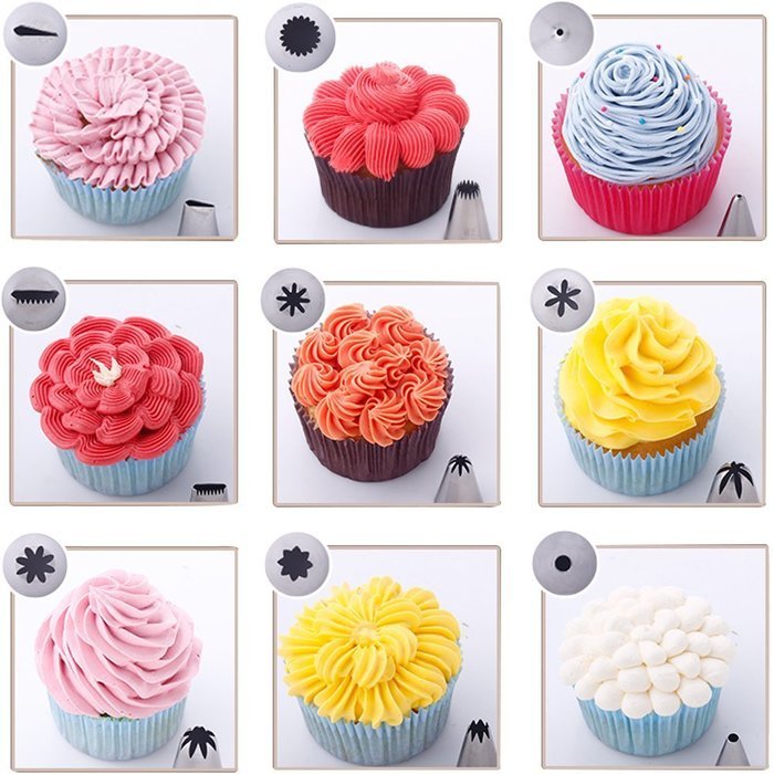 GDEALER Cake Decorating Tips Sets Professional 26-Pack Icing Tip Set Tools Kits Stainless Steel, with 2 Reusable... N2