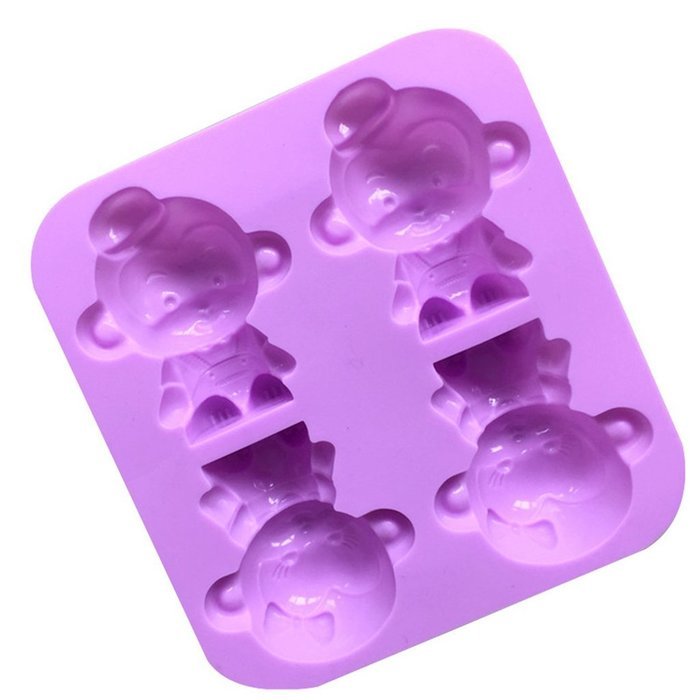 4 Little Monkey Body Shape Silicone Fondant Cake Mold Chocolate Soap Candle Mould N2