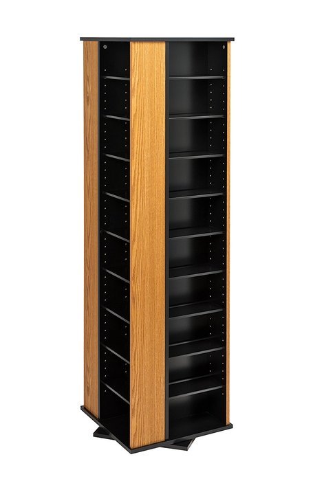 Oak & Black Large 4-Sided Spinning Tower