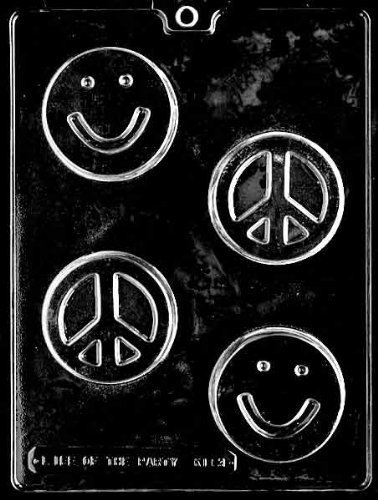 Smiley Face Peace Sign Chocolate Bar Teenage Birthday Party Favor Chocolate Soap Mold Mould Ships Same Day m300