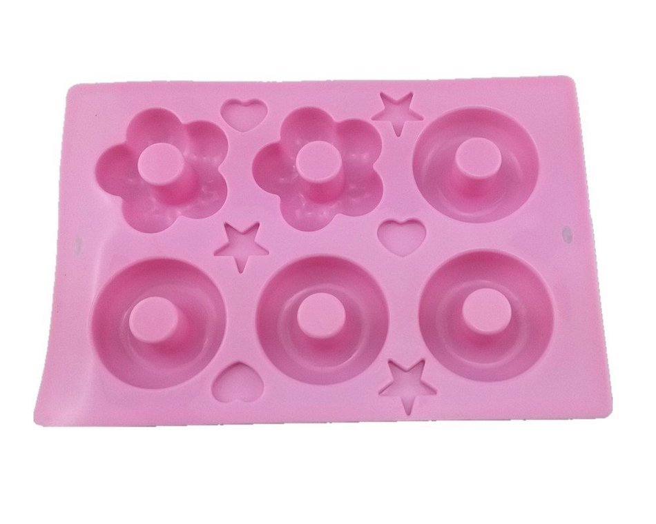 yueton 6 Cavity Silicone Donut Pan Tray with Heart and Star Mold, Doughnut Maker, DIY Baking Tool Biscuit Cookie... N5
