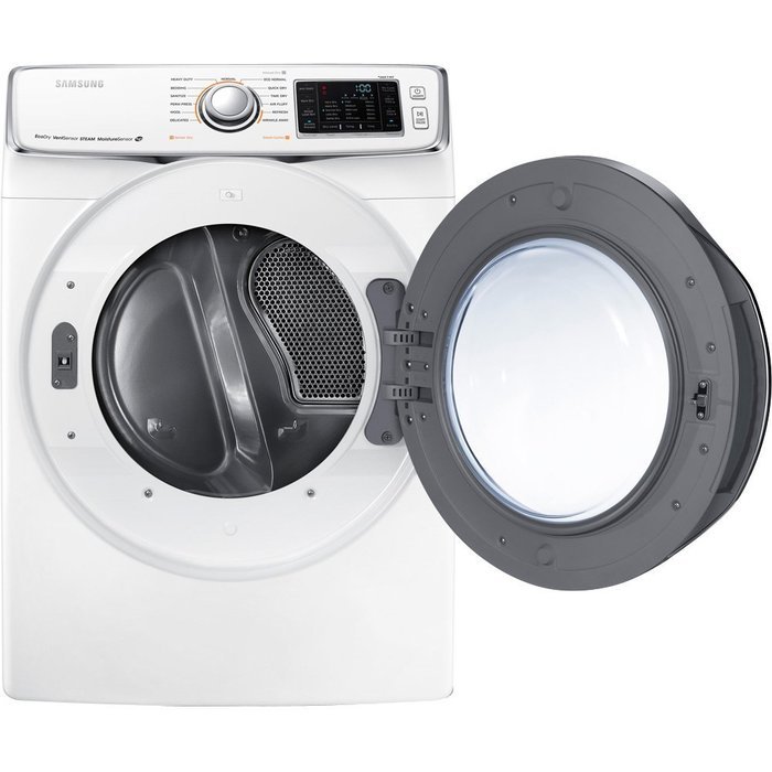 Samsung DV45H6300EW 7.5 Cu. Ft. Front-Load Electric Steam Dryer with Vent Sensor, White N2