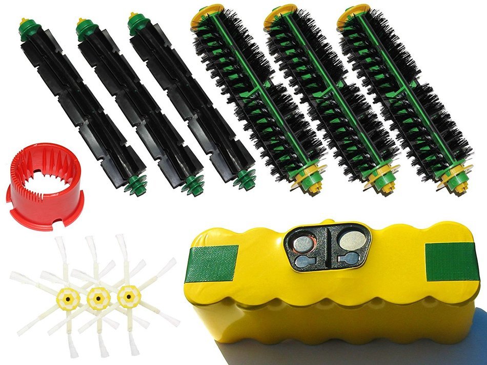 Replacement iRobot Roomba 560 Battery, Bristle Brush and Flexible Beater Brush, 6-Arm Side Brush, Brush Cleaning...