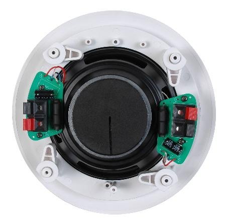 6-1/2inch Single Point Stereo Ceiling Speaker - 50w Rms Rubber Surround Micro Perforated Grill