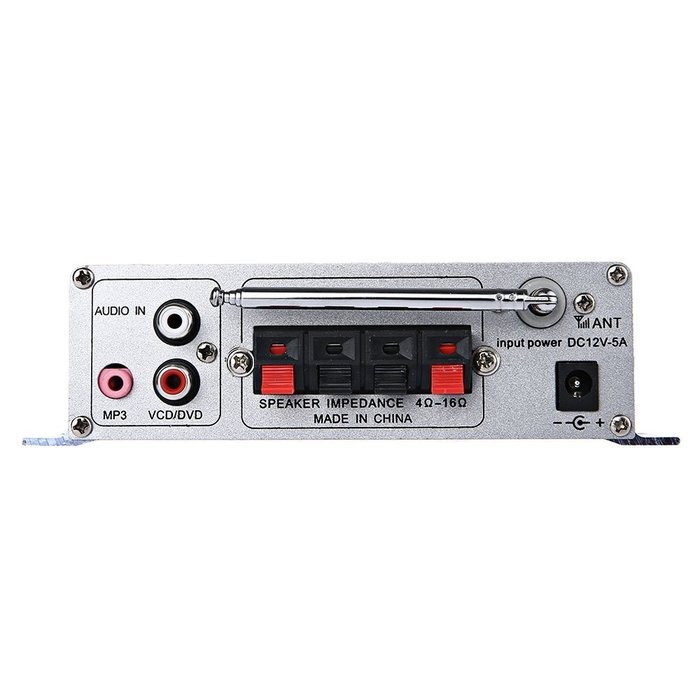 Robolife USB Kentiger HY - 502S 2CH Bluetooth Hi-Fi Super Bass Output Power Amplifier with Remote Controller Blue N4