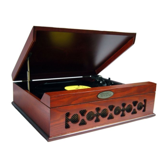 Pyle PVNTT6UMR Retro Turntable Mahogany 3 Speed W/Aux Input & USB Transfer Consumer Electronics