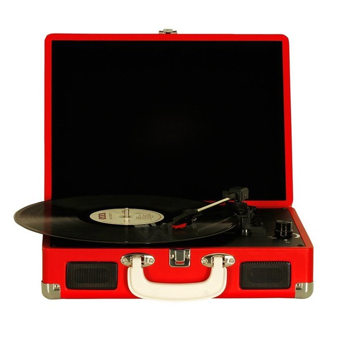 Timestorm XR-639P Belt-Drive 3-Speed Portable Stereo Bluetooth Turntable N4