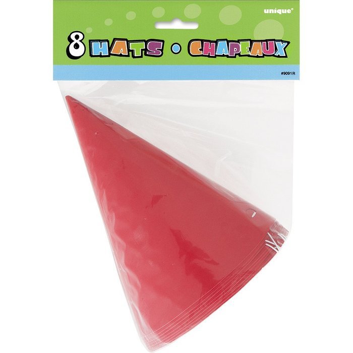 Party Hats, Red, 8 Count N3