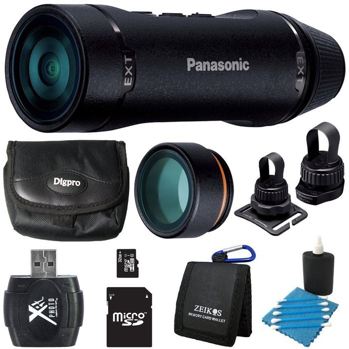 Panasonic A1 Ultra-Light HD Action Camera (Black) HX-A1MK Bundle includes A1 HD Action Camera, 32GB MicroSD Memory...