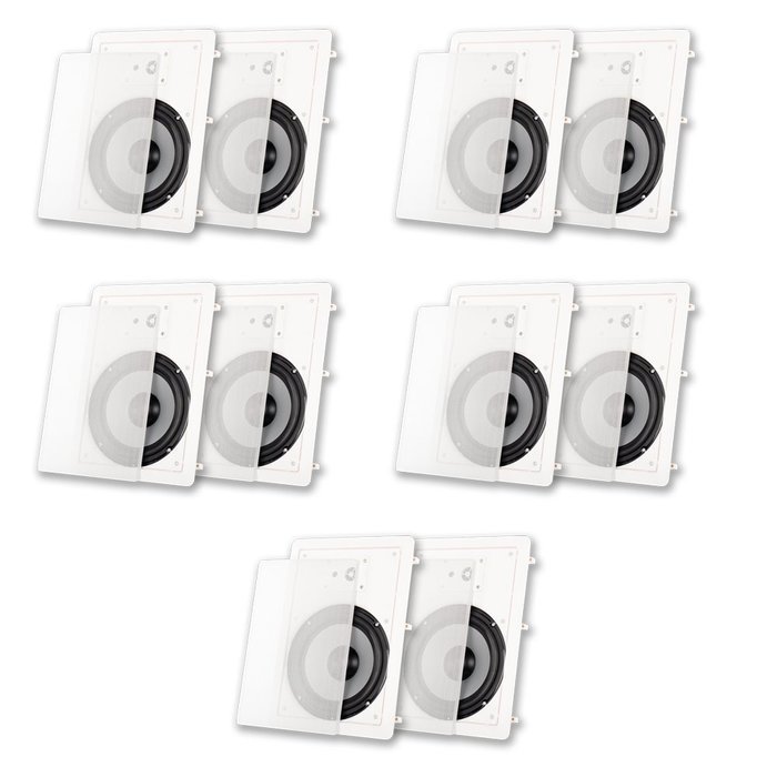 Acoustic Audio CS-IW830 In Wall 8" Speaker 3 Way Home Theater 5 Pair Pack 3500 Watt CS-IW830-5PR