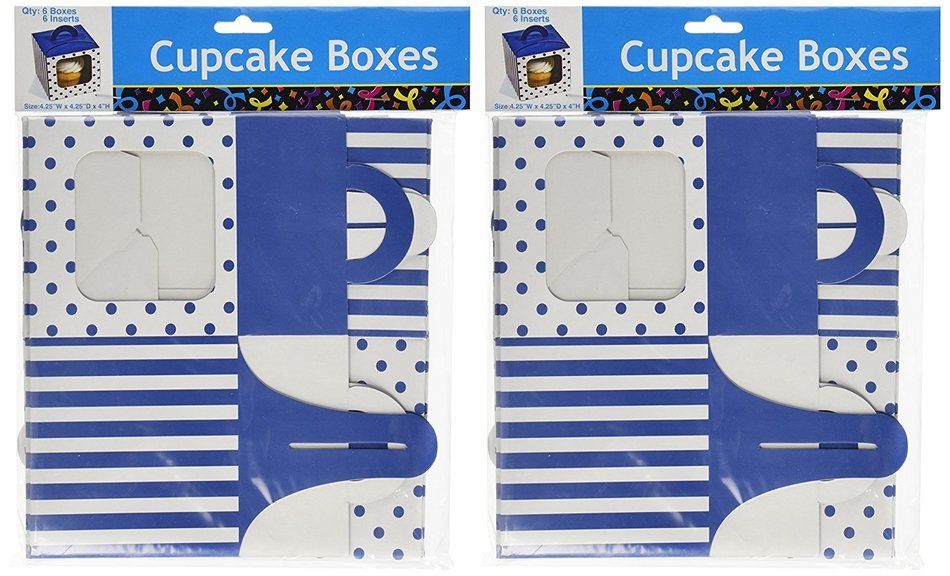 Blue Polka Dot Cupcake Boxes (12 pc)