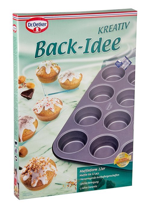 Dr.Oetker Muffin Tray "Back-Idee" 12 Cups, 22.56" x 15.16", Black