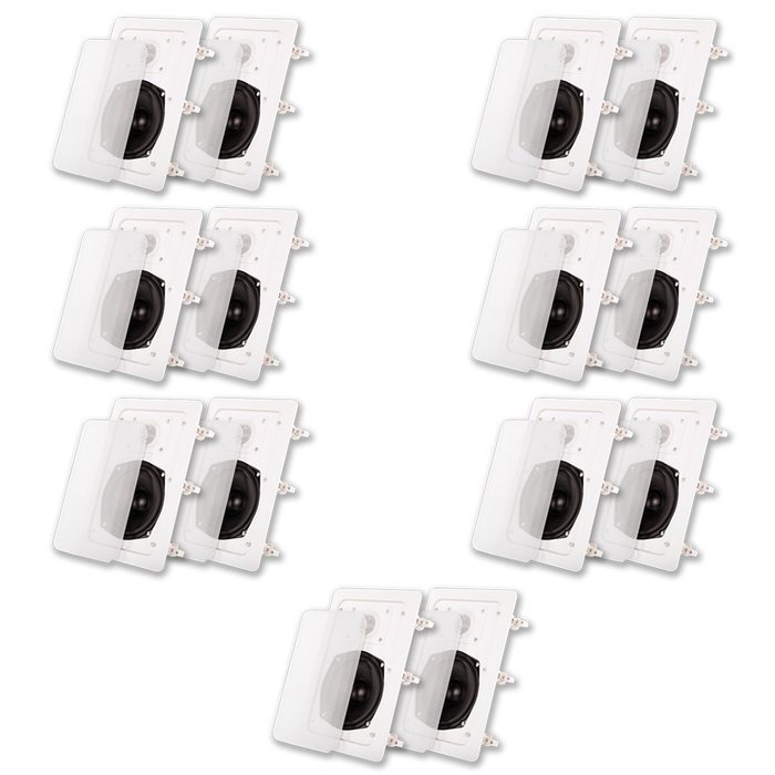 Acoustic Audio IW191 In Wall Speaker 7 Pair Pack 2 Way Home Theater 2800W IW191-7PR