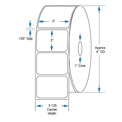 800530-205 Compatible KENCO&reg; Brand 3 inch x 2 inch with perf Direct Thermal Labels to fit Eltron or Zebra Printers...