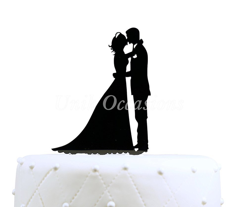 Kissing Couple Silhouette Acrylic Cake Topper
