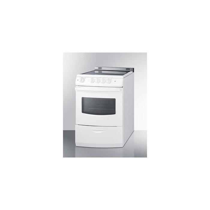 Summit REX242WRT 24" Slide In Electric Range with 3 cu. ft. Oven Smooth Ceramic Glass Top Waist-High Broiler 4...