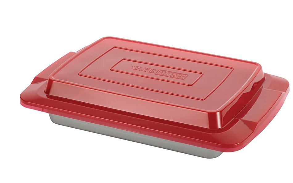 Cake Boss Deluxe Nonstick Bakeware 9-Inch x 13-Inch Covered Cake Pan, Gray