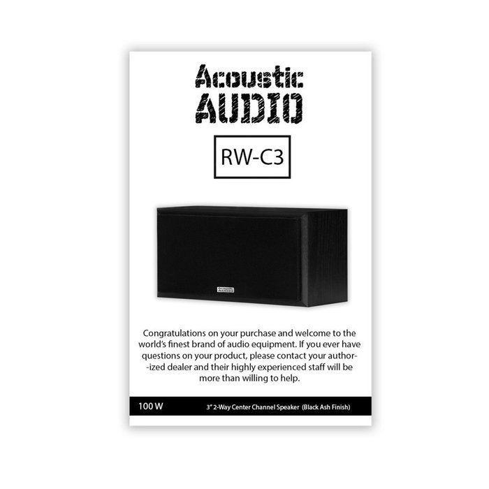 Acoustic Audio RW-C3 Center Channel Speaker (Black) N4