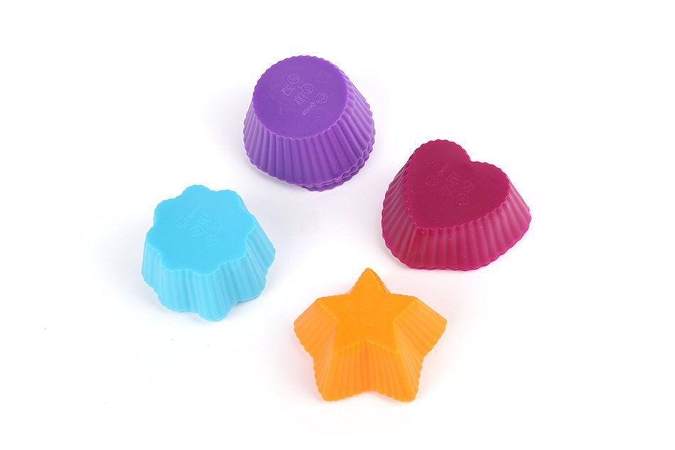 Home Value Silicone Small Mini Chocolate Holders/Truffle/Pastry Cups, 12 Pack, 4 Colors and Shapes (MUFFINYIHG001) N6