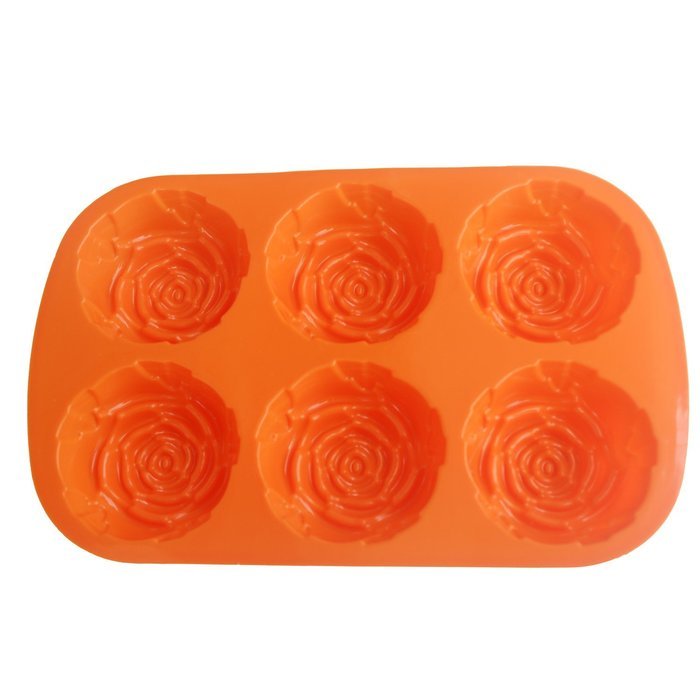 WBSEos 6 Cavity Rose Shape Silicone Mold for Candy,Ice,Soap,Cupcake,Bread, Cube DIY Baking Trays Chocolate Jelly... N5