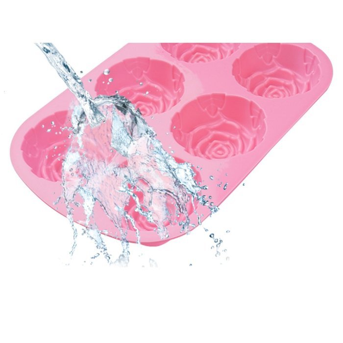 WBSEos 6 Cavity Rose Shape Silicone Mold for Candy,Ice,Soap,Cupcake,Bread, Cube DIY Baking Trays Chocolate Jelly... N6