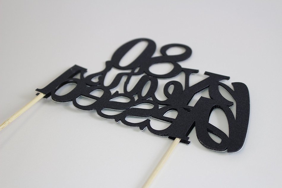 All About Details Black 80-Years-Blessed Cake Topper N4